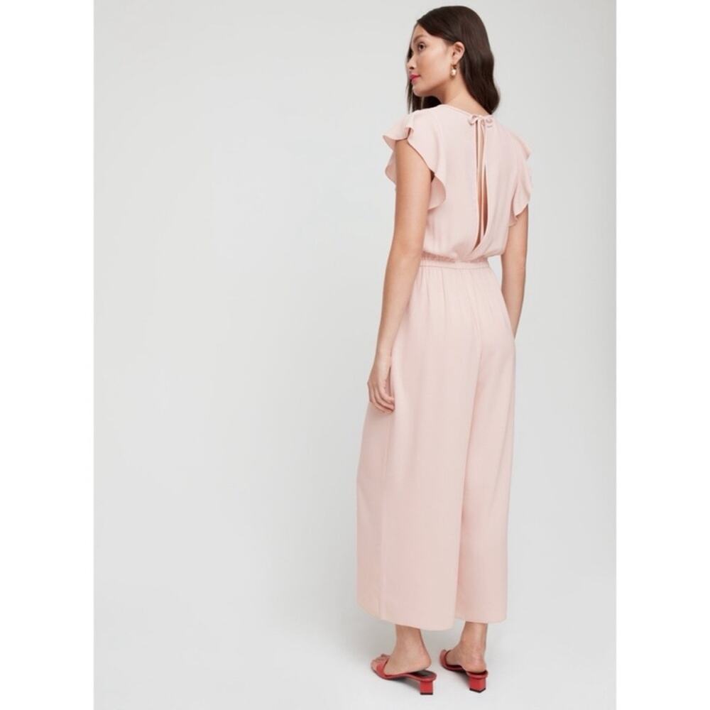 Aritzia Wilfred Women Soft Pink Fleurette Jumpsuit with Ruffle Sleeves Size S - Picture 6 of 13